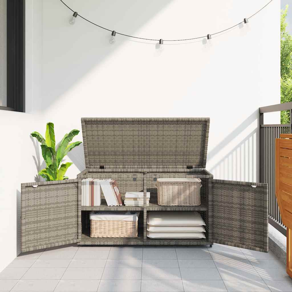 vidaXL Gartenschrank Schwarz 110x55x60,5 cm Poly Rattan
