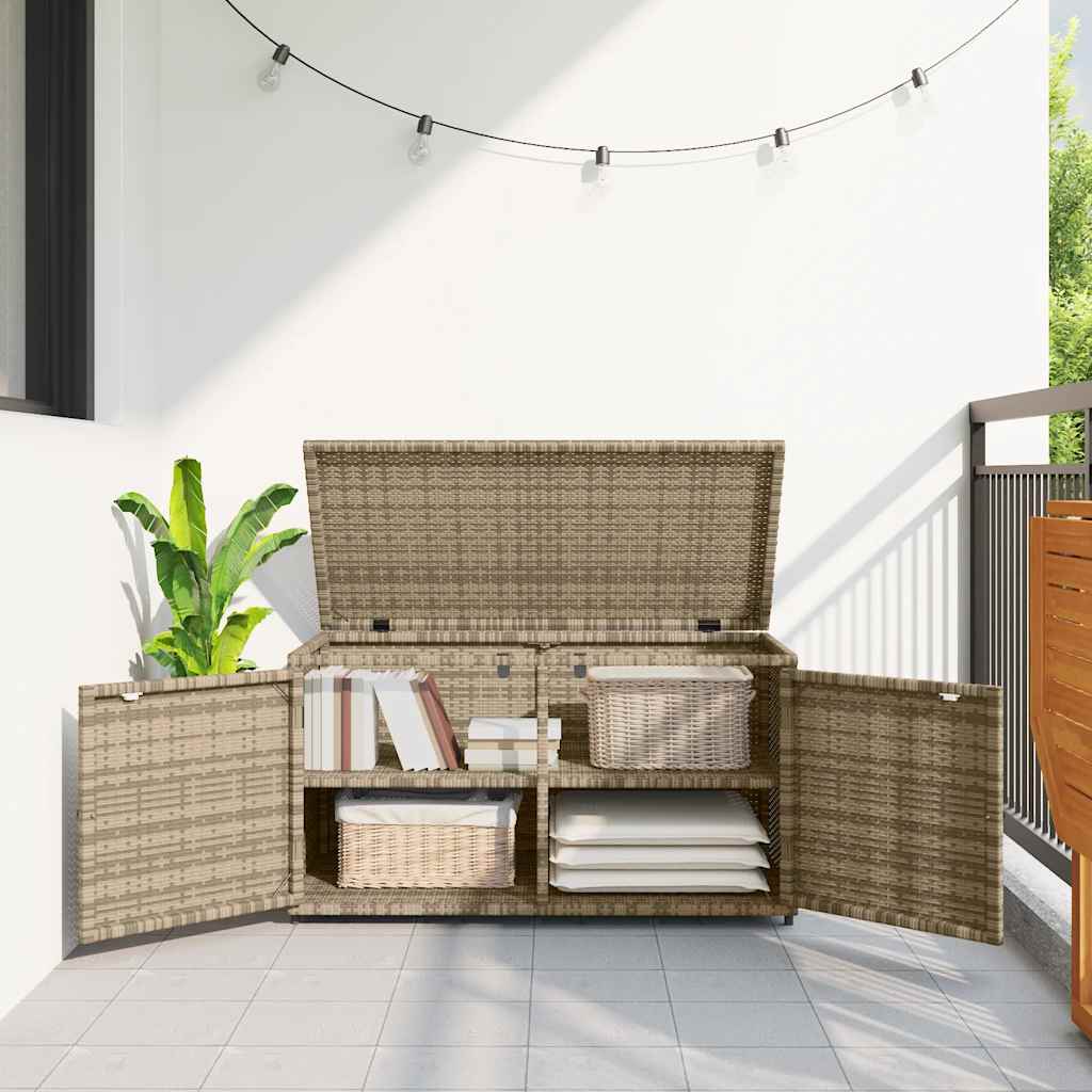 vidaXL Gartenschrank Schwarz 110x55x60,5 cm Poly Rattan