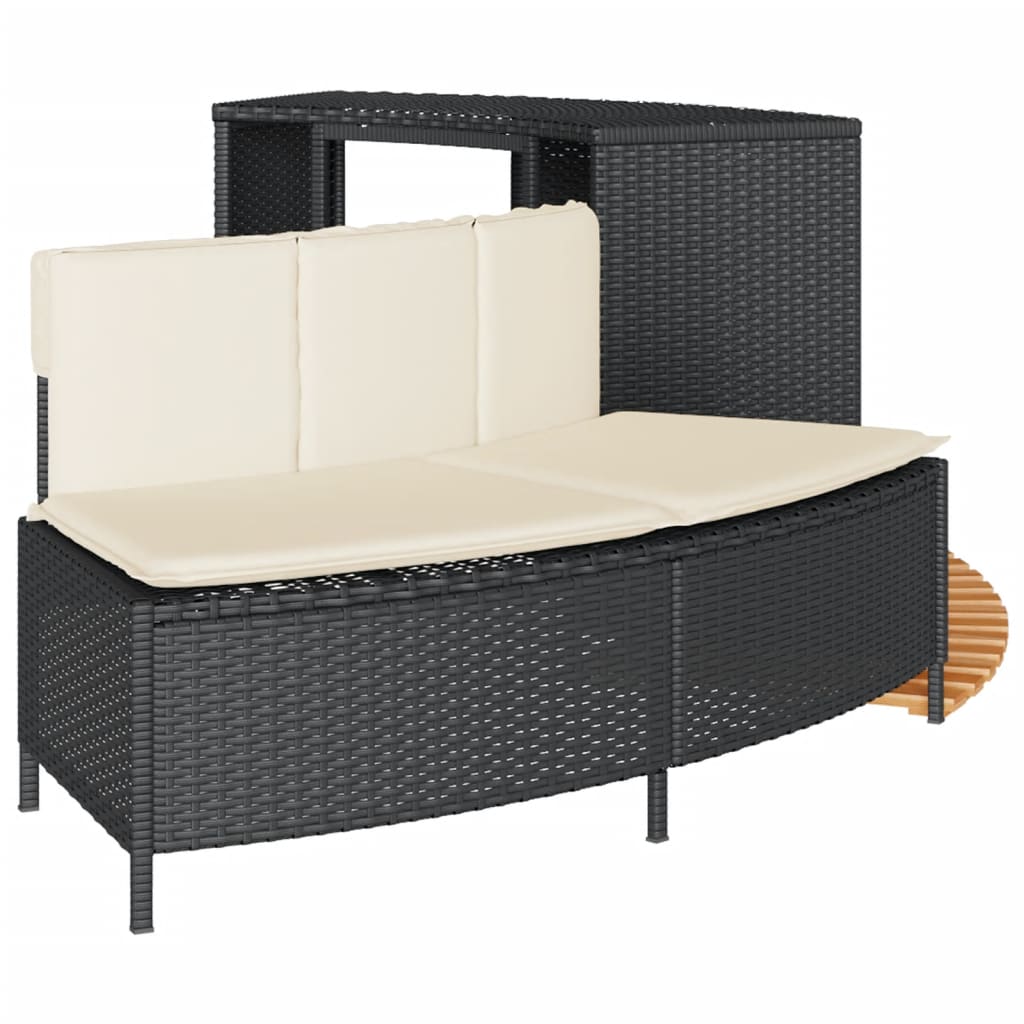 vidaXL Whirlpool-Umrandung Schwarz Poly-Rattan und Massivholz Akazie