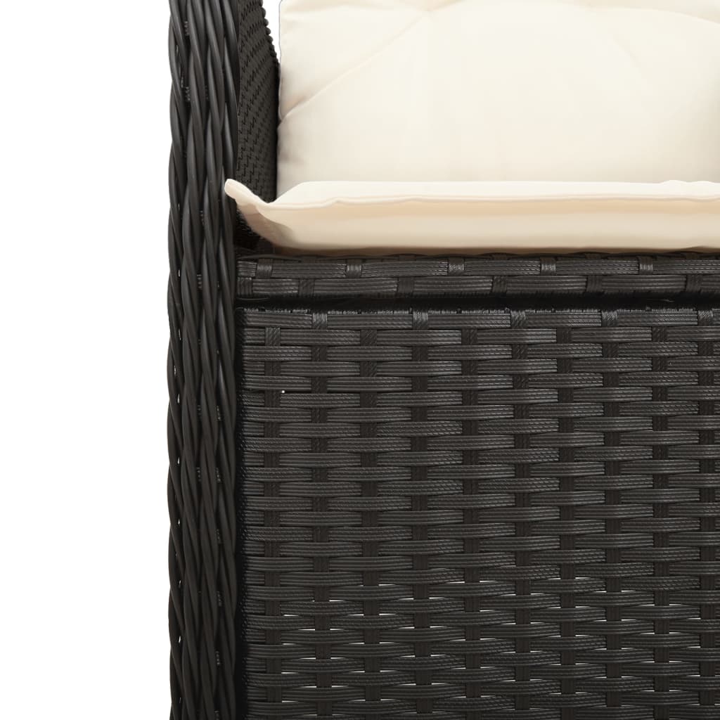 vidaXL Gartensessel Verstellbar mit Kissen Schwarz Poly Rattan