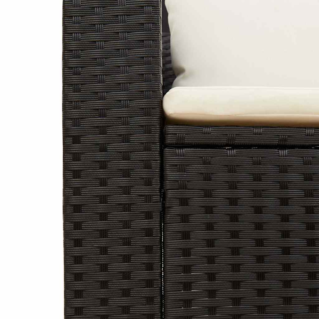 vidaXL 5tlg. Garten-Sofagarnitur mit Kissen Schwarz Poly Rattan Akazie