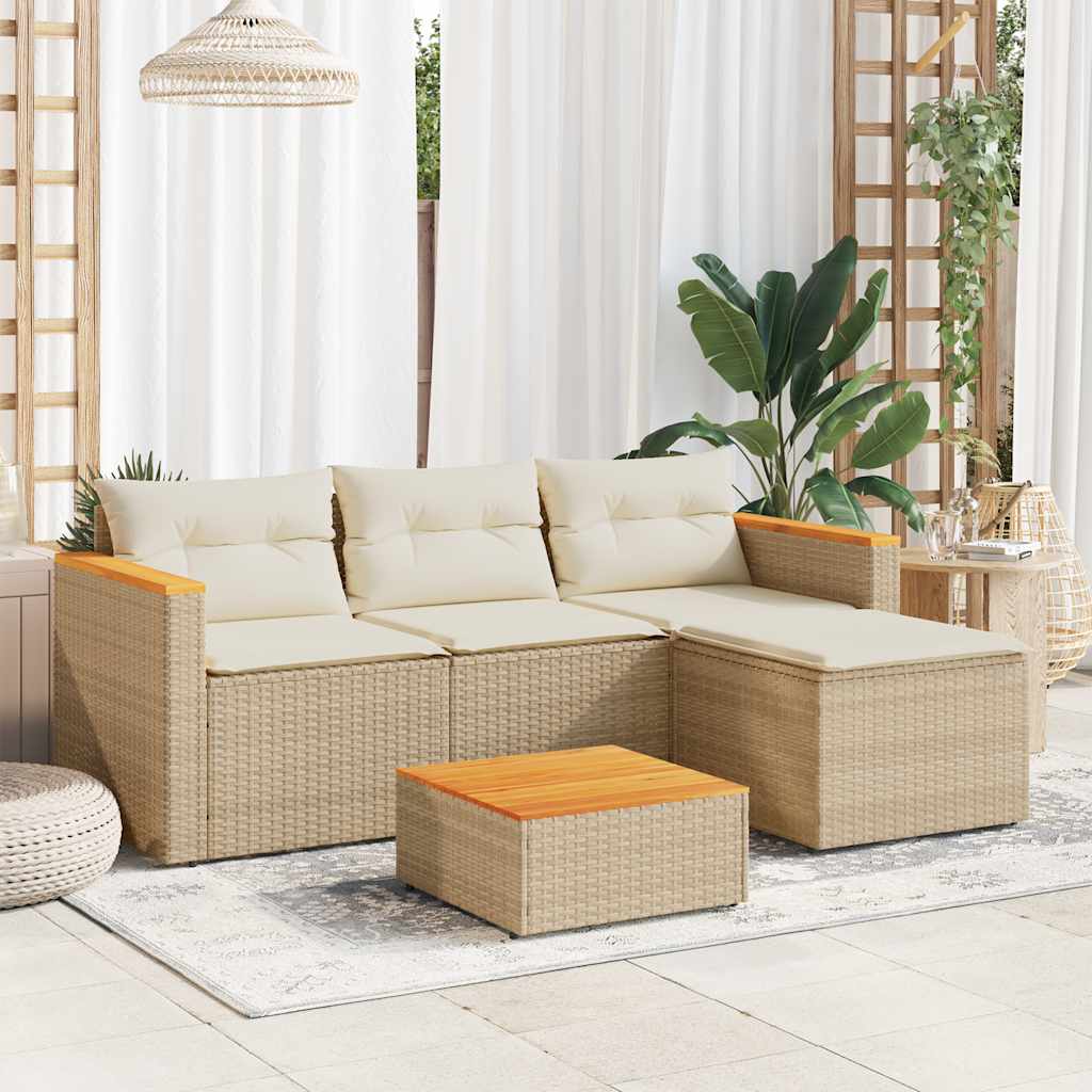 vidaXL 3-tlg. Garten-Sofagarnitur mit Kissen Schwarz Poly Rattan
