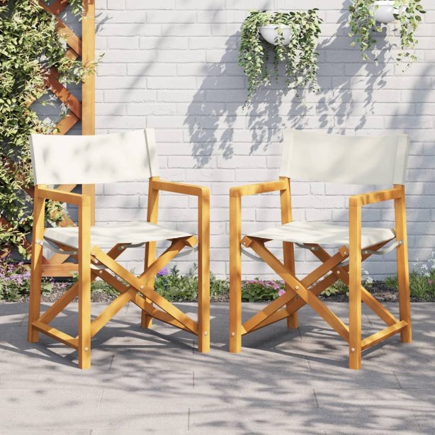 Klappbare Gartenstühle 4 Stk. Cremeweiß Stoff