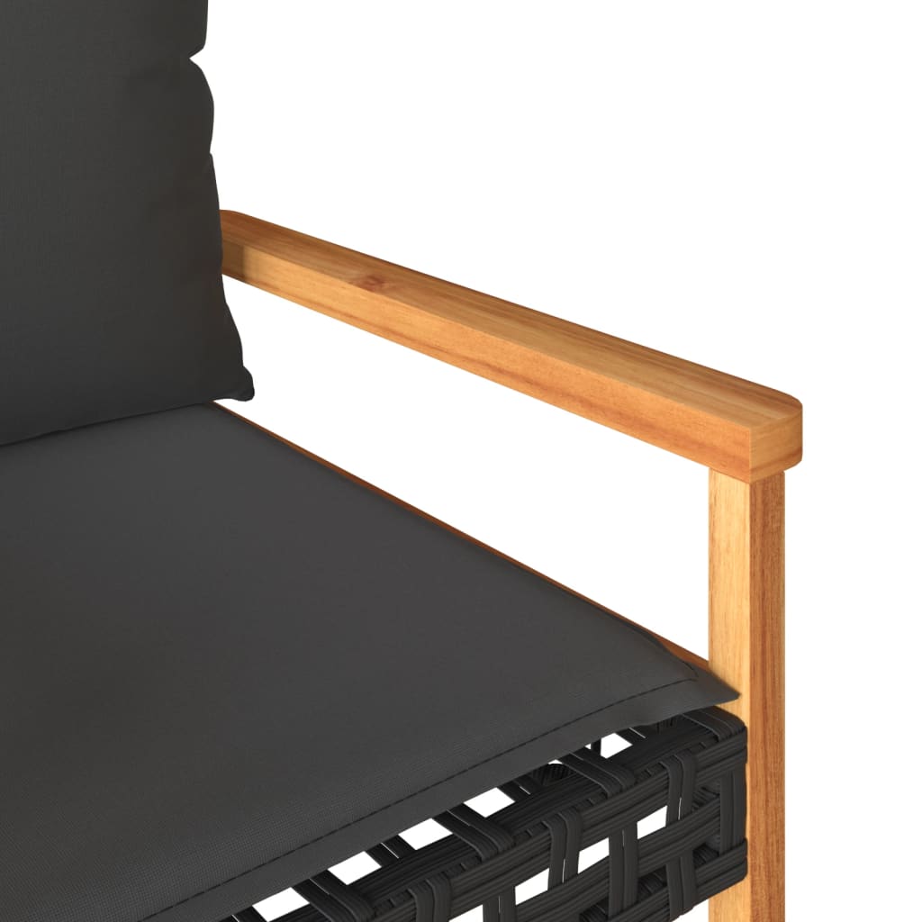 vidaXL 4-tlg. Garten-Lounge-Set mit Kissen Schwarz Poly Rattan