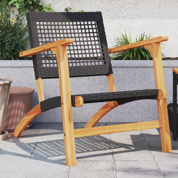 vidaXL 3-tlg. Bistro-Set Schwarz Poly Rattan und Massivholz Akazie