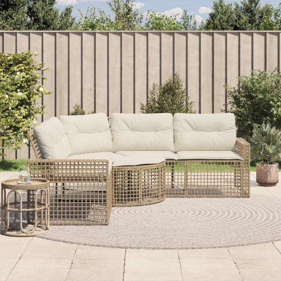 vidaXL Gartensofa in L-Form mit Kissen und Fußbank Schwarz Poly Rattan