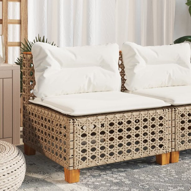 vidaXL Garten-Ecksofa mit Kissen Schwarz Poly Rattan