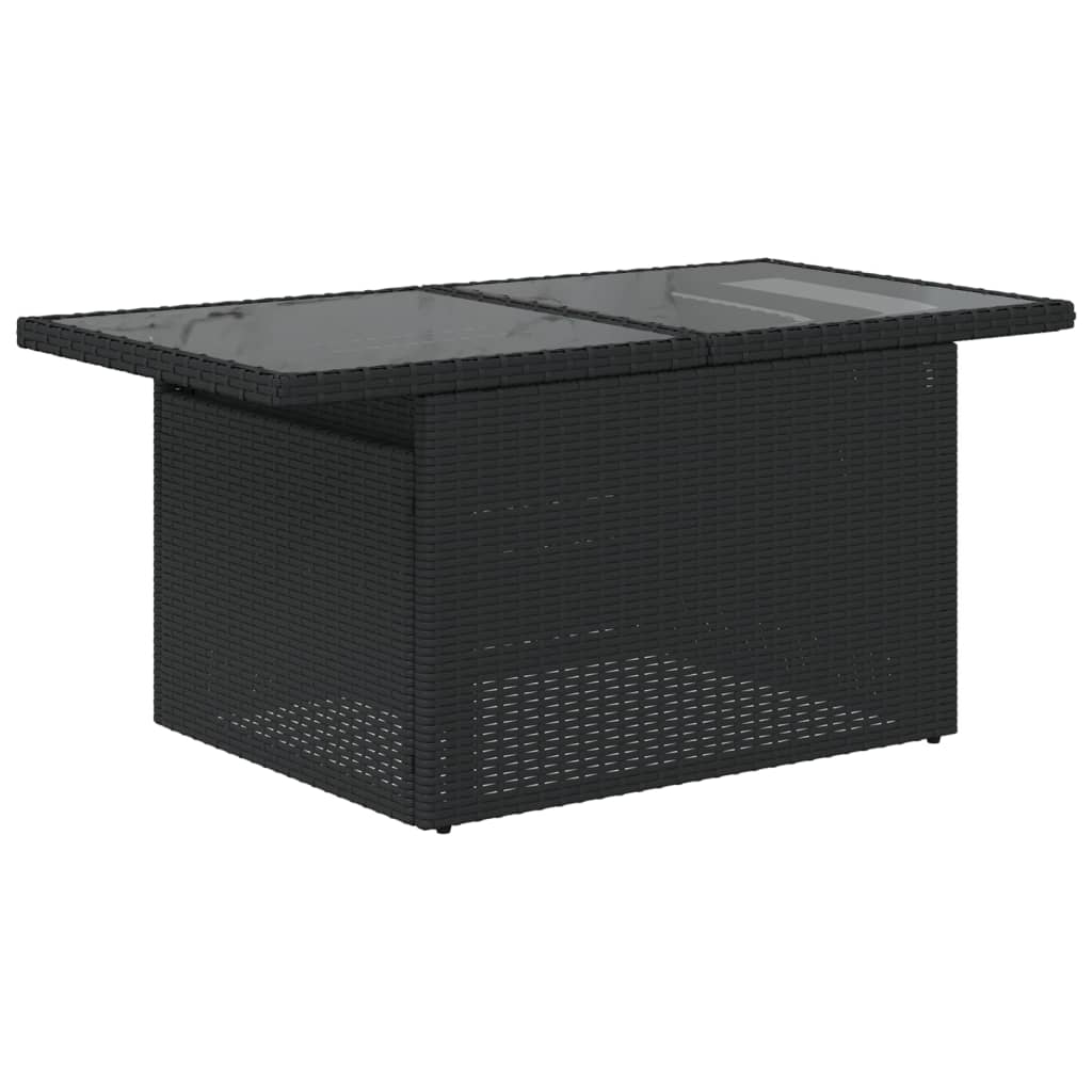 vidaXL Gartentisch mit Glasplatte Schwarz 100x55x73 cm Poly Rattan