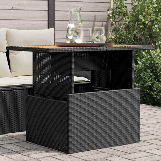 vidaXL Gartentisch mit Glasplatte Schwarz 100x55x73 cm Poly Rattan