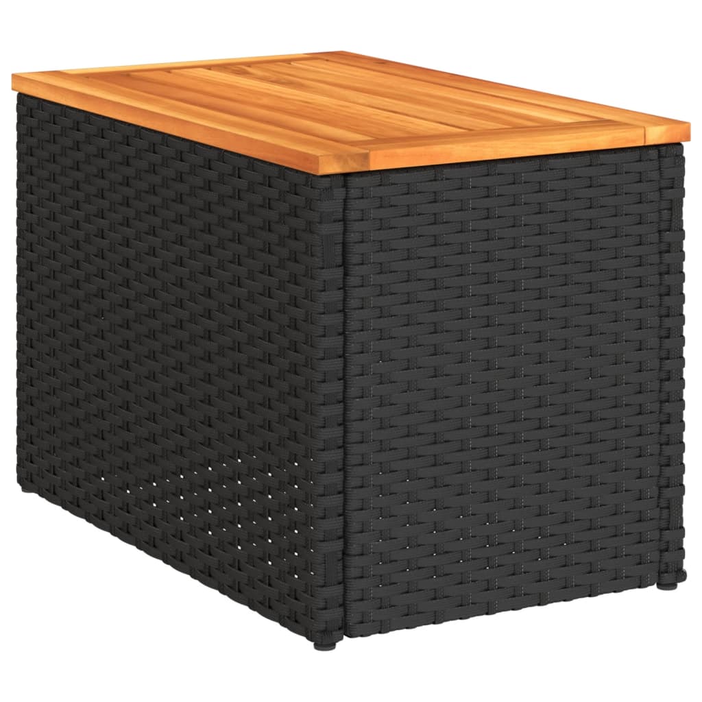 vidaXL Garten-Beistelltische 2 Stk Schwarz 55x34x37cm Poly Rattan Holz