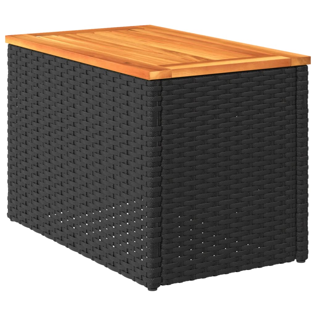 vidaXL Garten-Beistelltische 2 Stk Schwarz 55x34x37cm Poly Rattan Holz