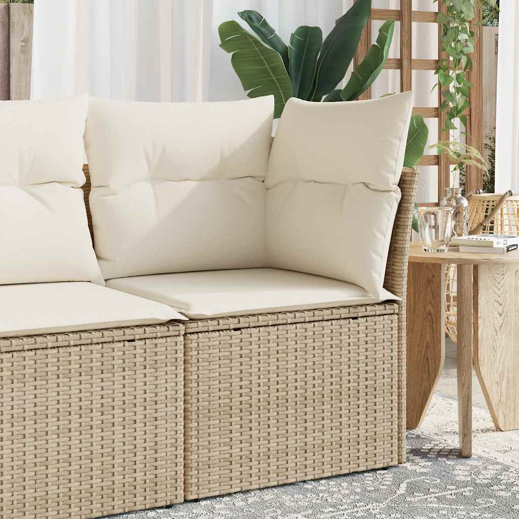 vidaXL Gartensofa ohne Armlehnen mit Kissen Schwarz Poly Rattan