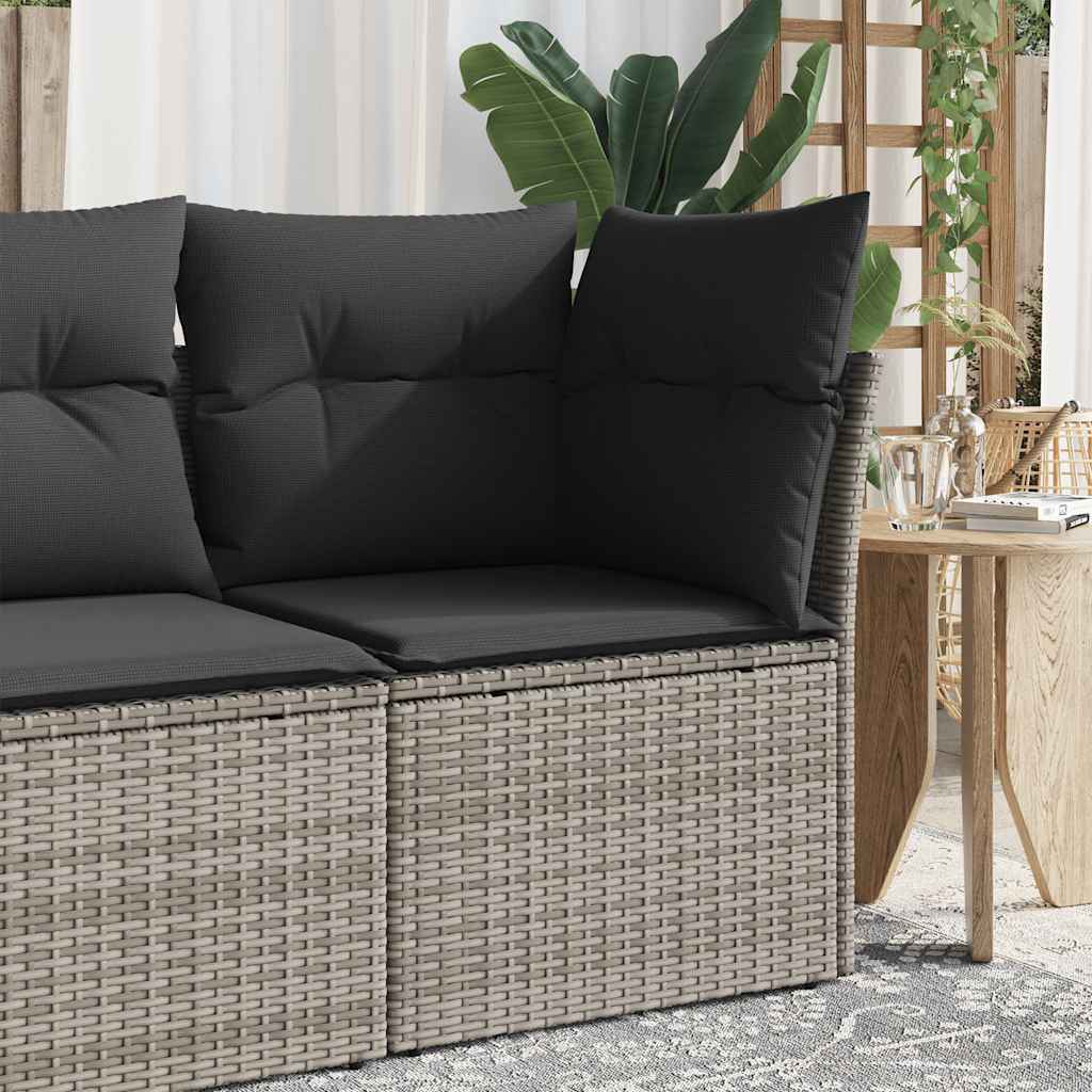 vidaXL Gartensofa ohne Armlehnen mit Kissen Schwarz Poly Rattan