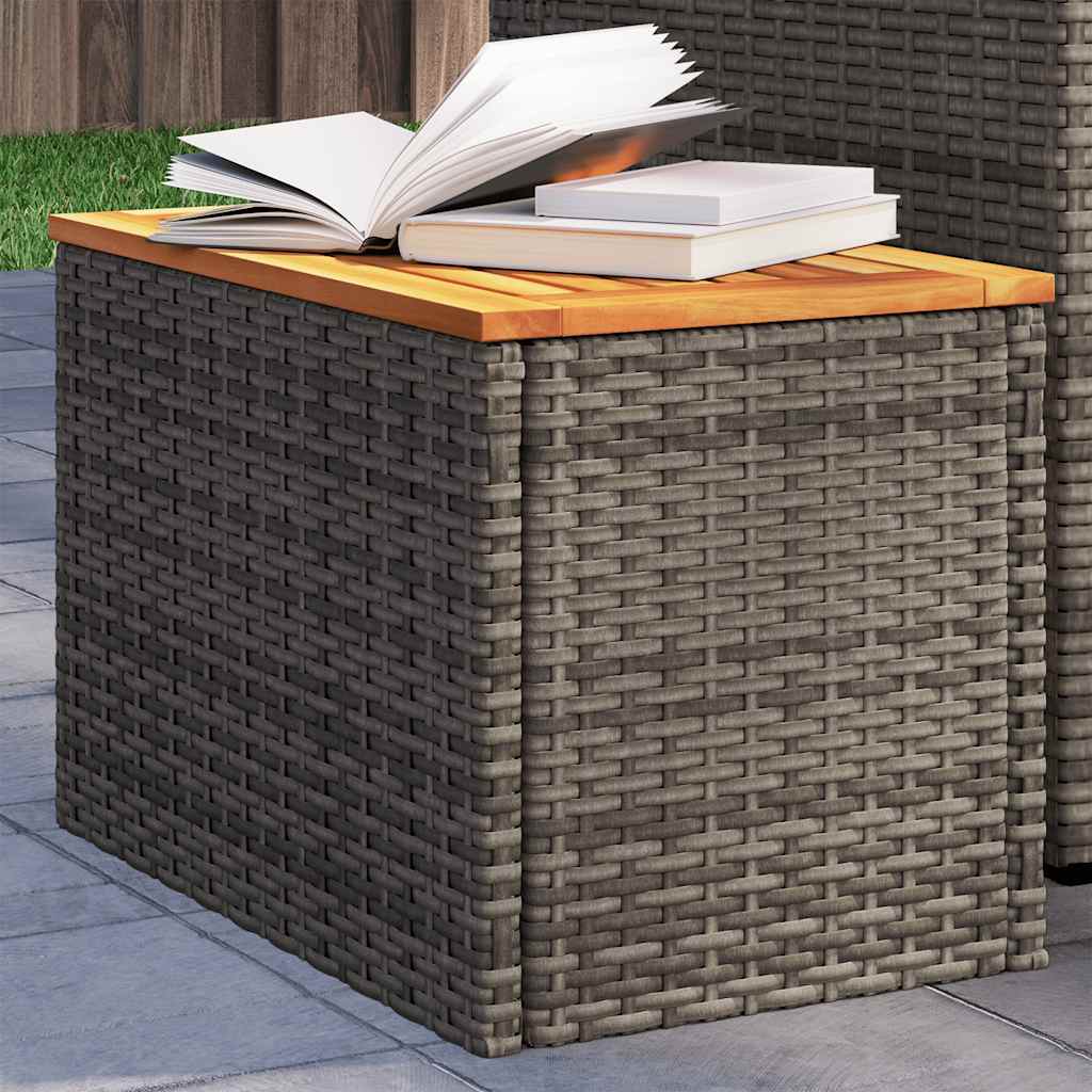 vidaXL Garten-Beistelltische 2 Stk Schwarz 55x34x37cm Poly Rattan Holz