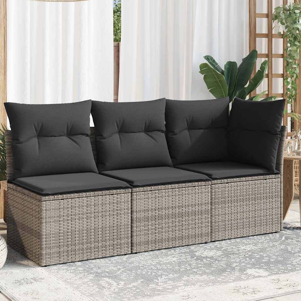 vidaXL Gartenstuhl ohne Armlehnen mit Kissen Schwarz Poly Rattan