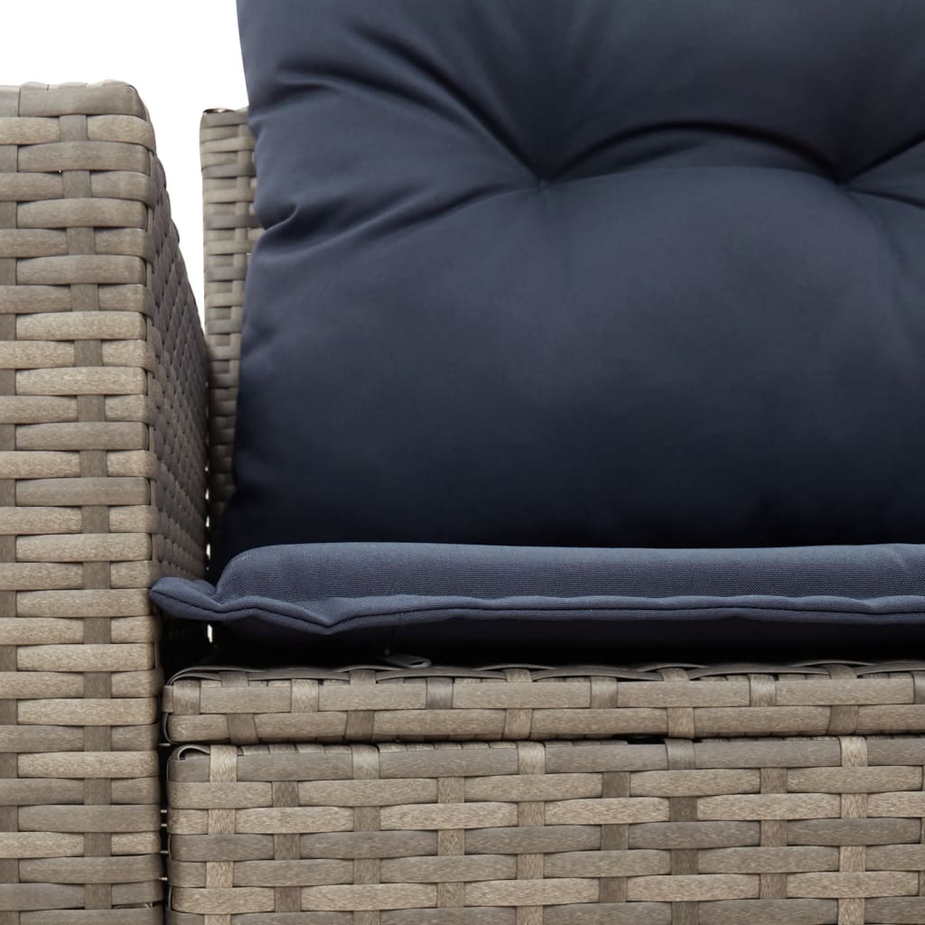 vidaXL Gartensofa 2-Sitzer mit Kissen Grau Poly Rattan