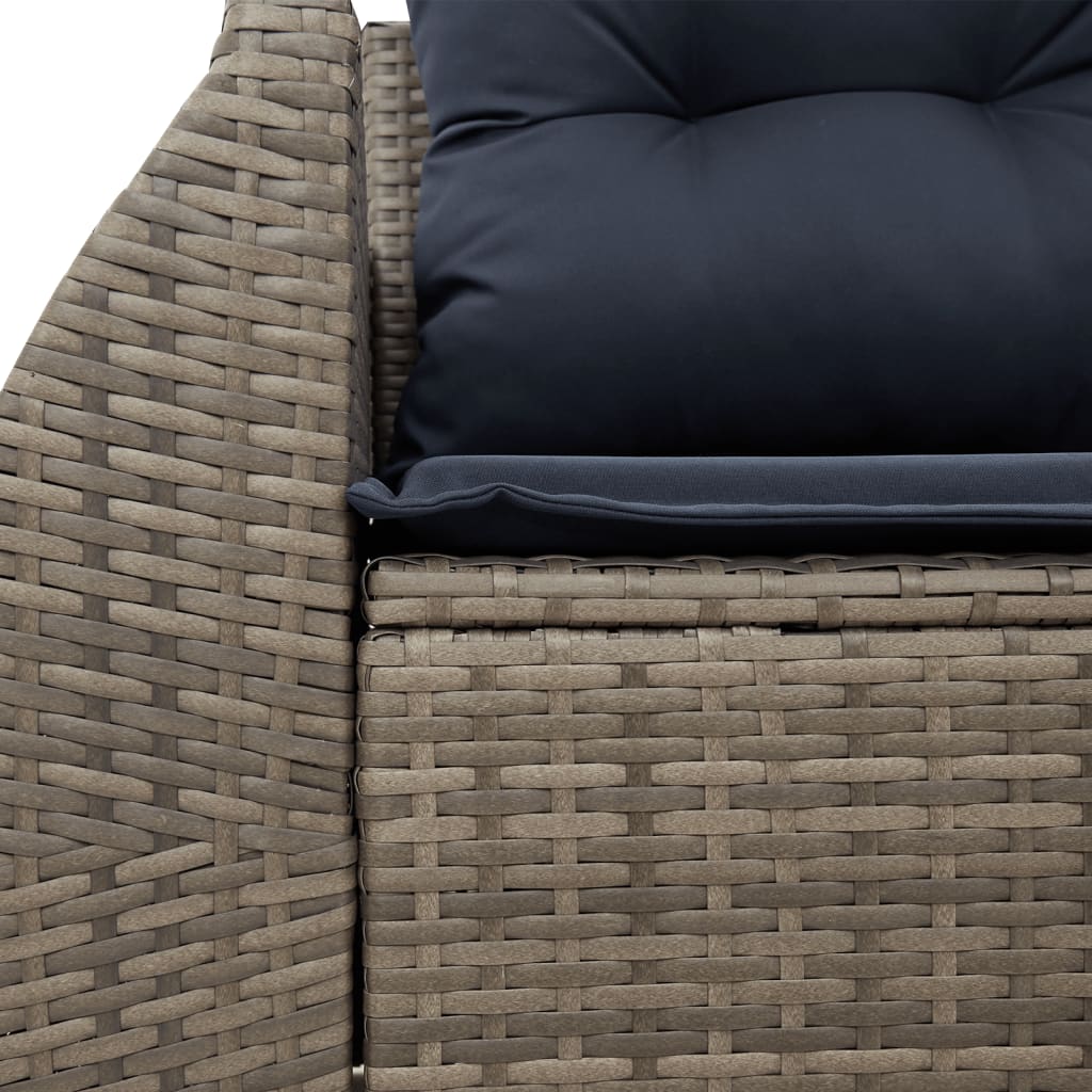 vidaXL Gartensofa 2-Sitzer mit Kissen Grau Poly Rattan