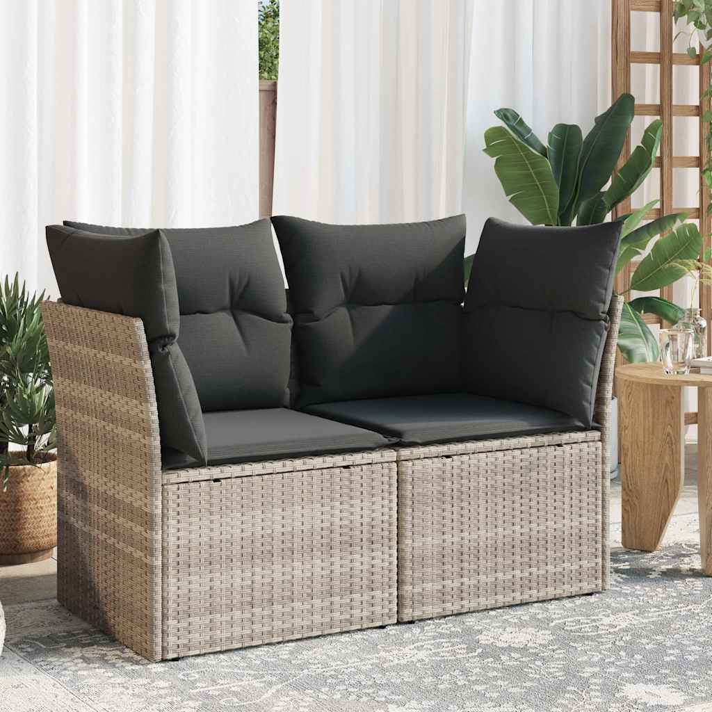 vidaXL Gartensofa ohne Armlehnen mit Kissen Schwarz Poly Rattan