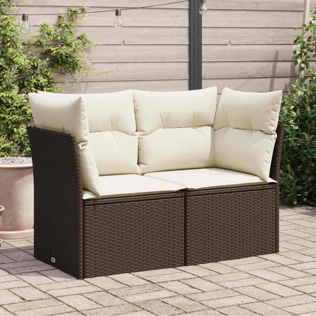 vidaXL Gartensofa ohne Armlehnen mit Kissen Schwarz Poly Rattan