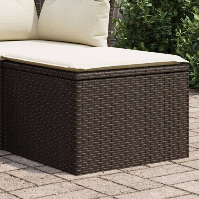vidaXL Gartenhocker mit Kissen Schwarz 55x55x37 cm Poly Rattan