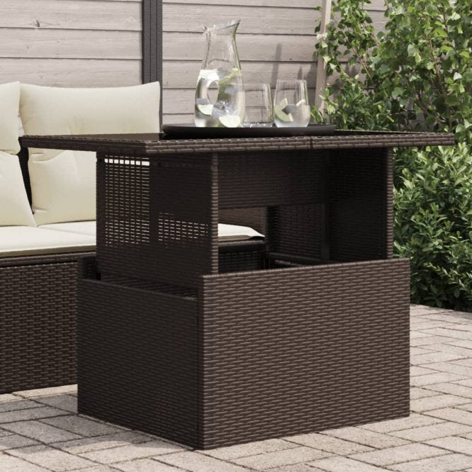 vidaXL Gartentisch mit Glasplatte Schwarz 100x55x73 cm Poly Rattan
