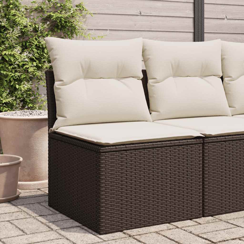 vidaXL Gartenstuhl ohne Armlehnen mit Kissen Schwarz Poly Rattan