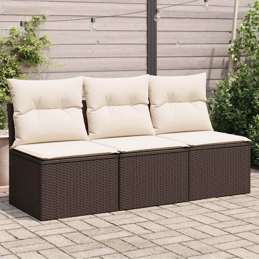 vidaXL Gartenstuhl ohne Armlehnen mit Kissen Schwarz Poly Rattan