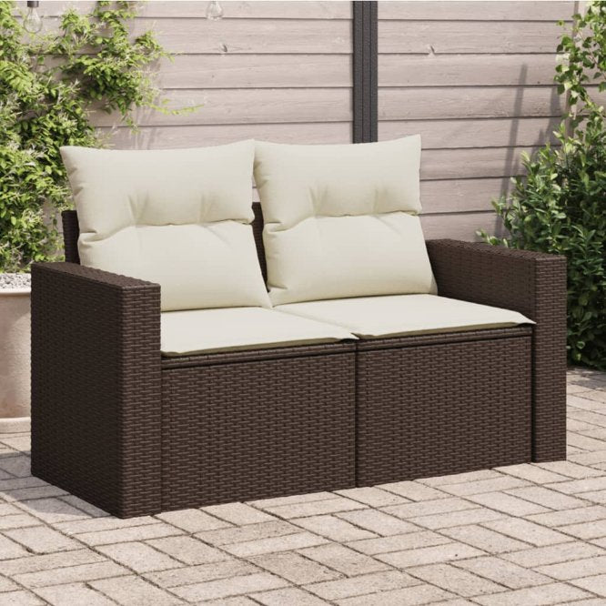 vidaXL Gartensofa mit Kissen 2-Sitzer Schwarz Poly Rattan