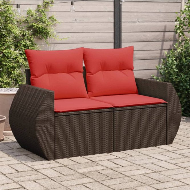 vidaXL Gartensofa 2-Sitzer mit Kissen Grau Poly Rattan