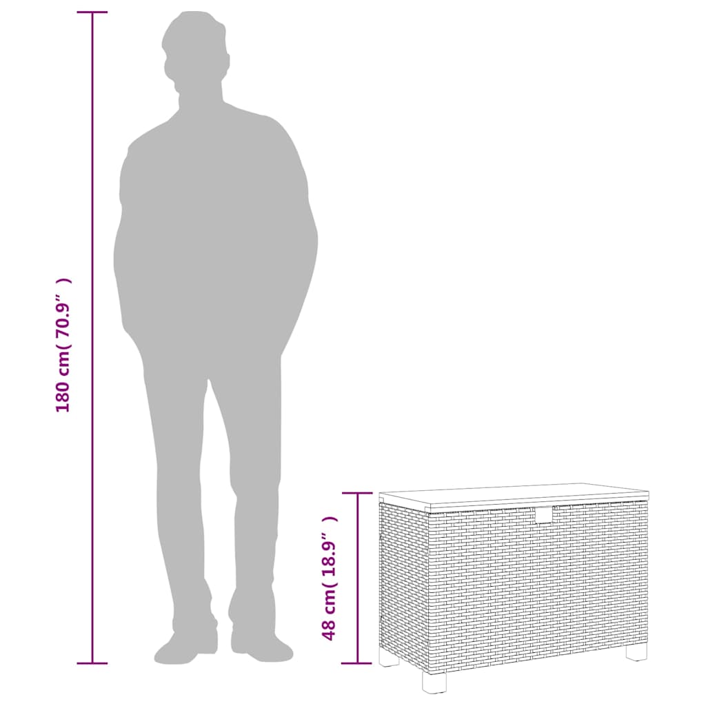 vidaXL Garten-Auflagenbox Schwarz 80x40x48 cm Poly Rattan Akazienholz