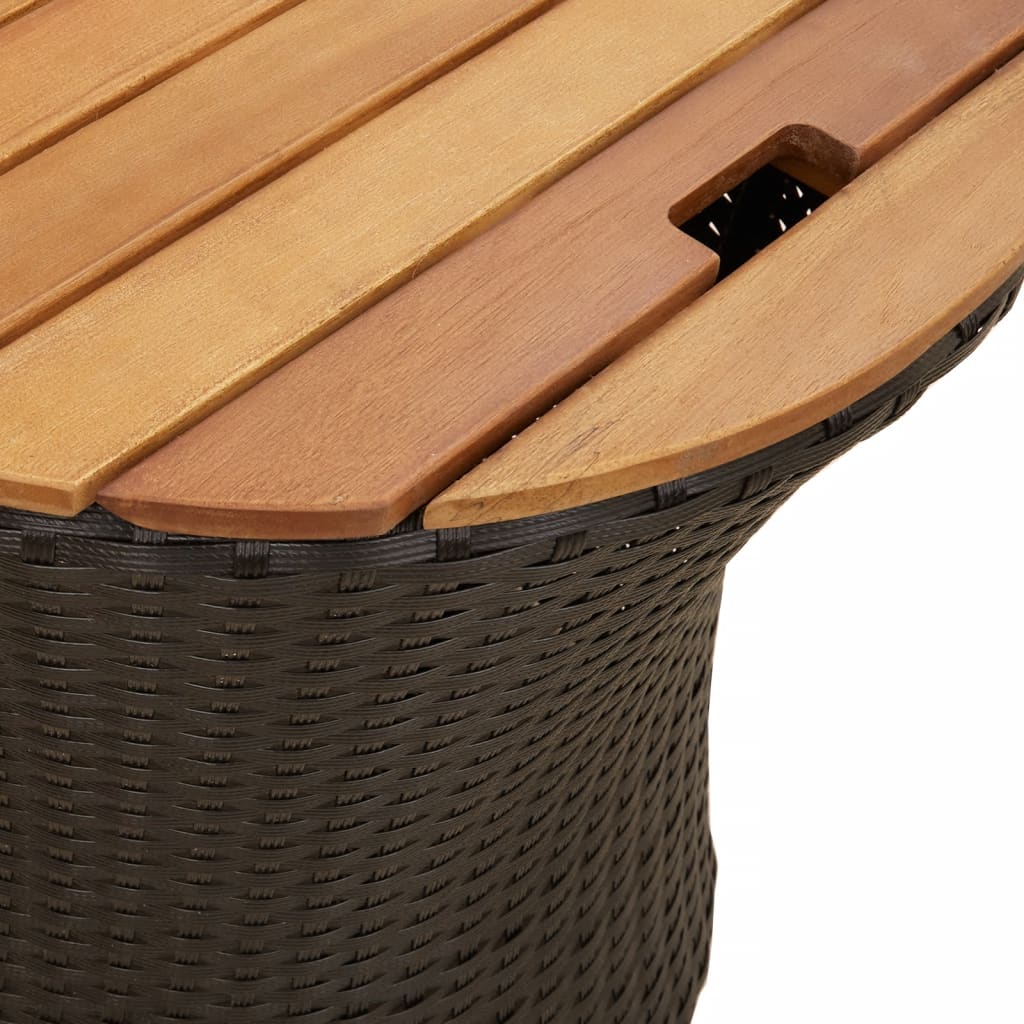 vidaXL Garten-Beistelltische 2 Stk. mit Holzplatte Schwarz Poly Rattan
