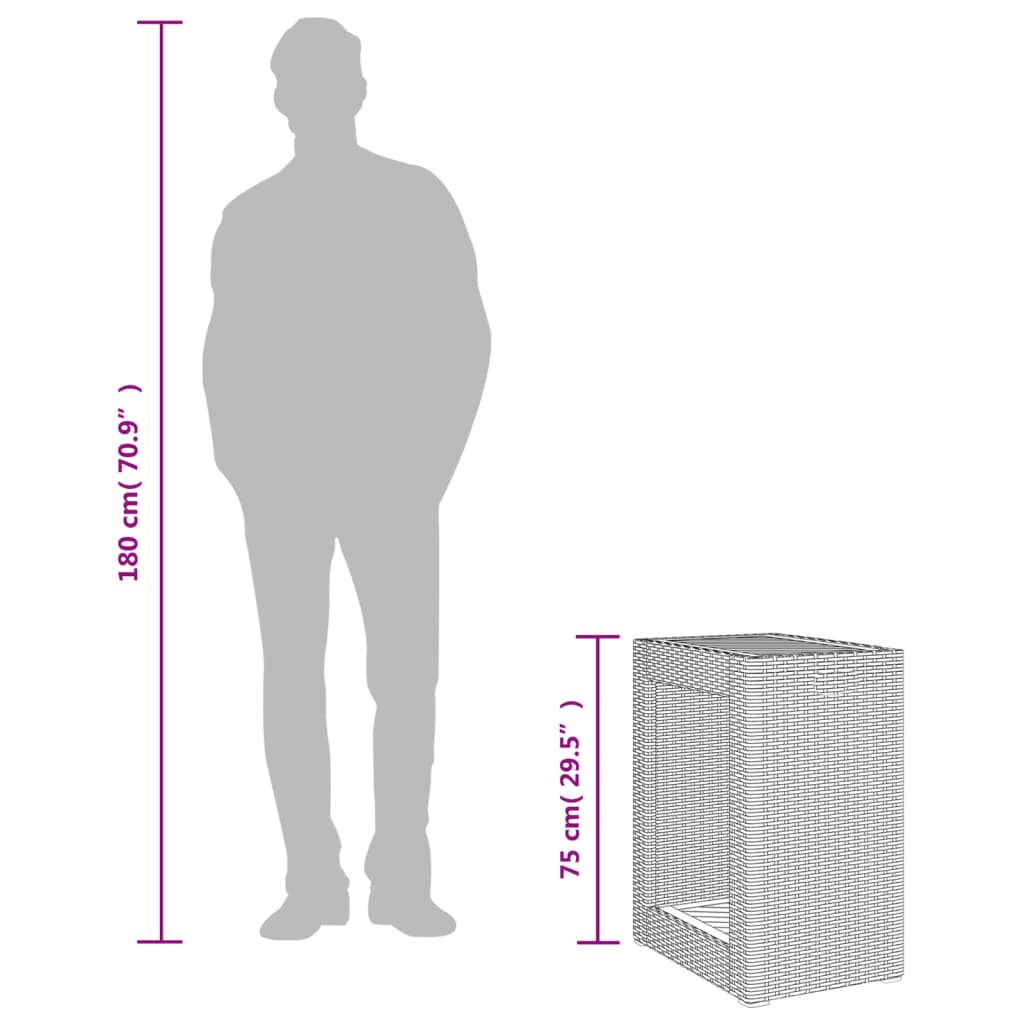 vidaXL Garten-Beistelltisch mit Holzplatte Schwarz Poly Rattan