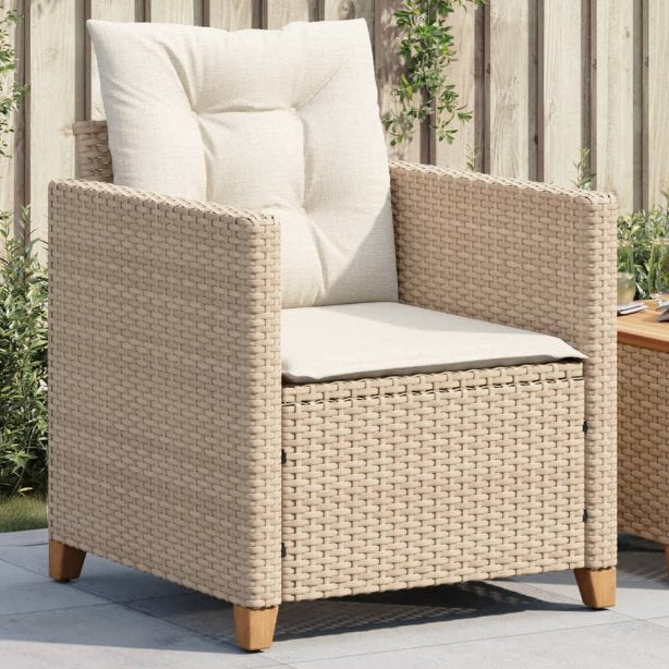 vidaXL Gartensessel mit Kissen Schwarz Poly Rattan