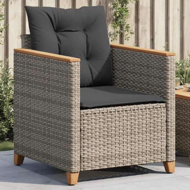 vidaXL Gartensessel mit Kissen Schwarz Poly Rattan