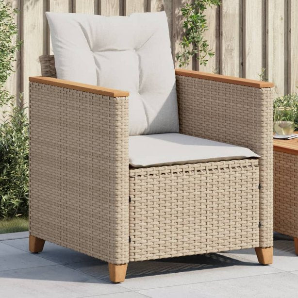 vidaXL Gartensessel mit Kissen Schwarz Poly Rattan