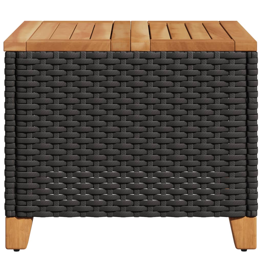 vidaXL Gartentisch Schwarz 45x45x37 cm Poly Rattan Akazienholz