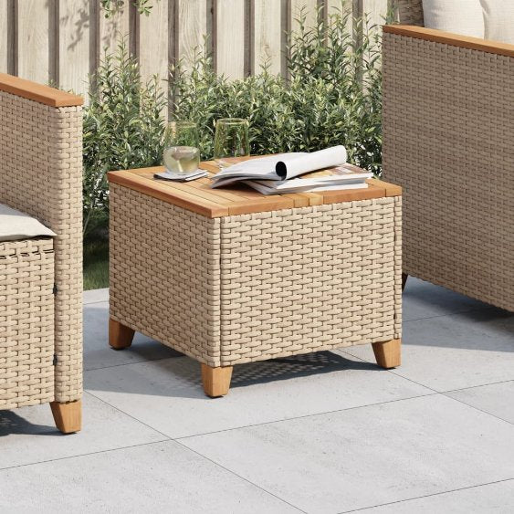 vidaXL Gartentisch Schwarz 45x45x37 cm Poly Rattan Akazienholz