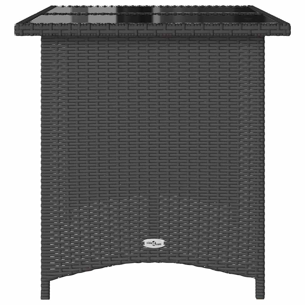 vidaXL Gartentisch mit Glasplatte Schwarz 110x68x70 cm Poly Rattan
