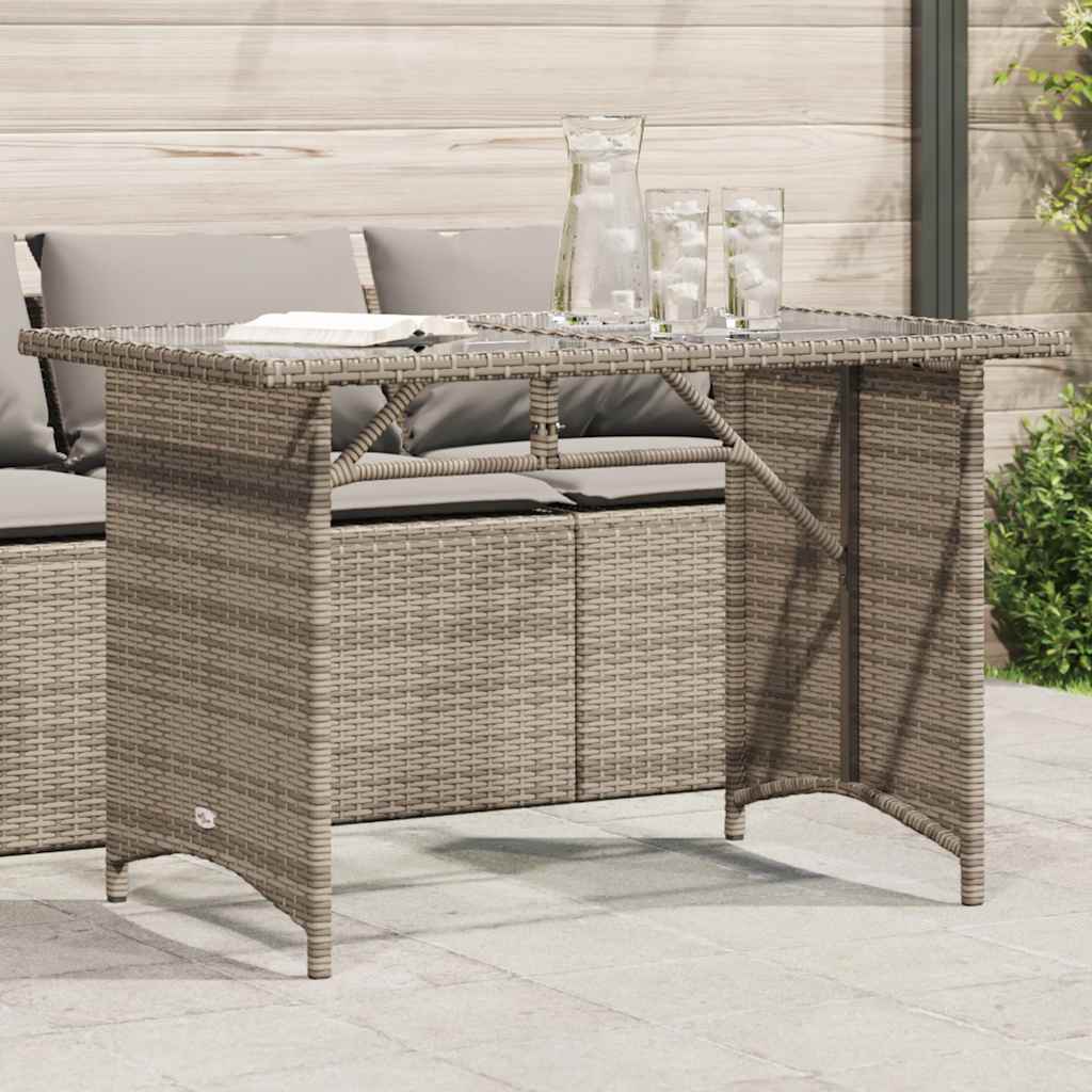 vidaXL Gartentisch mit Glasplatte Schwarz 110x68x70 cm Poly Rattan