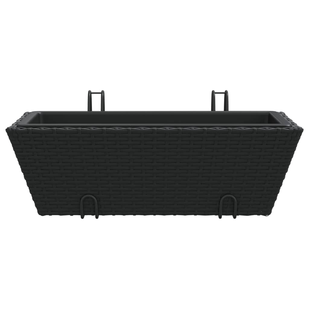 vidaXL Pflanzkasten mit Haken 2 Stk. Schwarz Poly Rattan