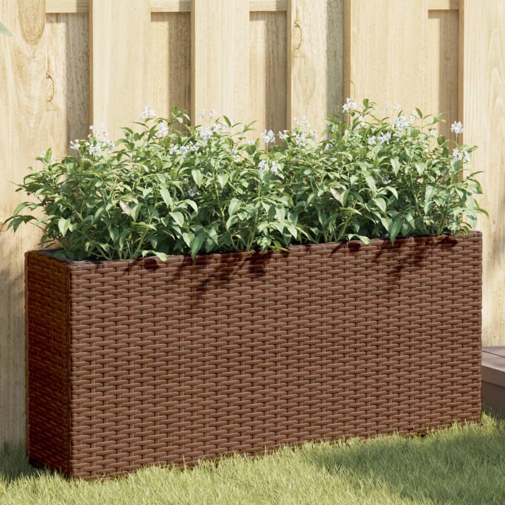 Pflanzkübel mit 2 Töpfen 2 Stk. Grau 90x20x40 cm Poly Rattan