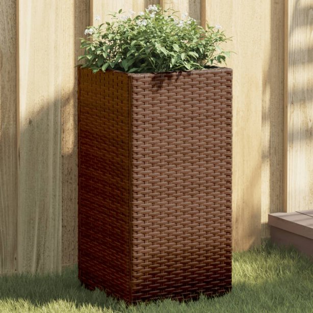 vidaXL Pflanzkübel Braun 40x40x80 cm Poly Rattan