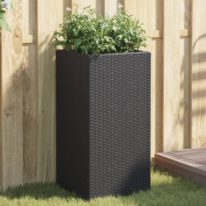vidaXL Pflanzkübel Braun 40x40x80 cm Poly Rattan