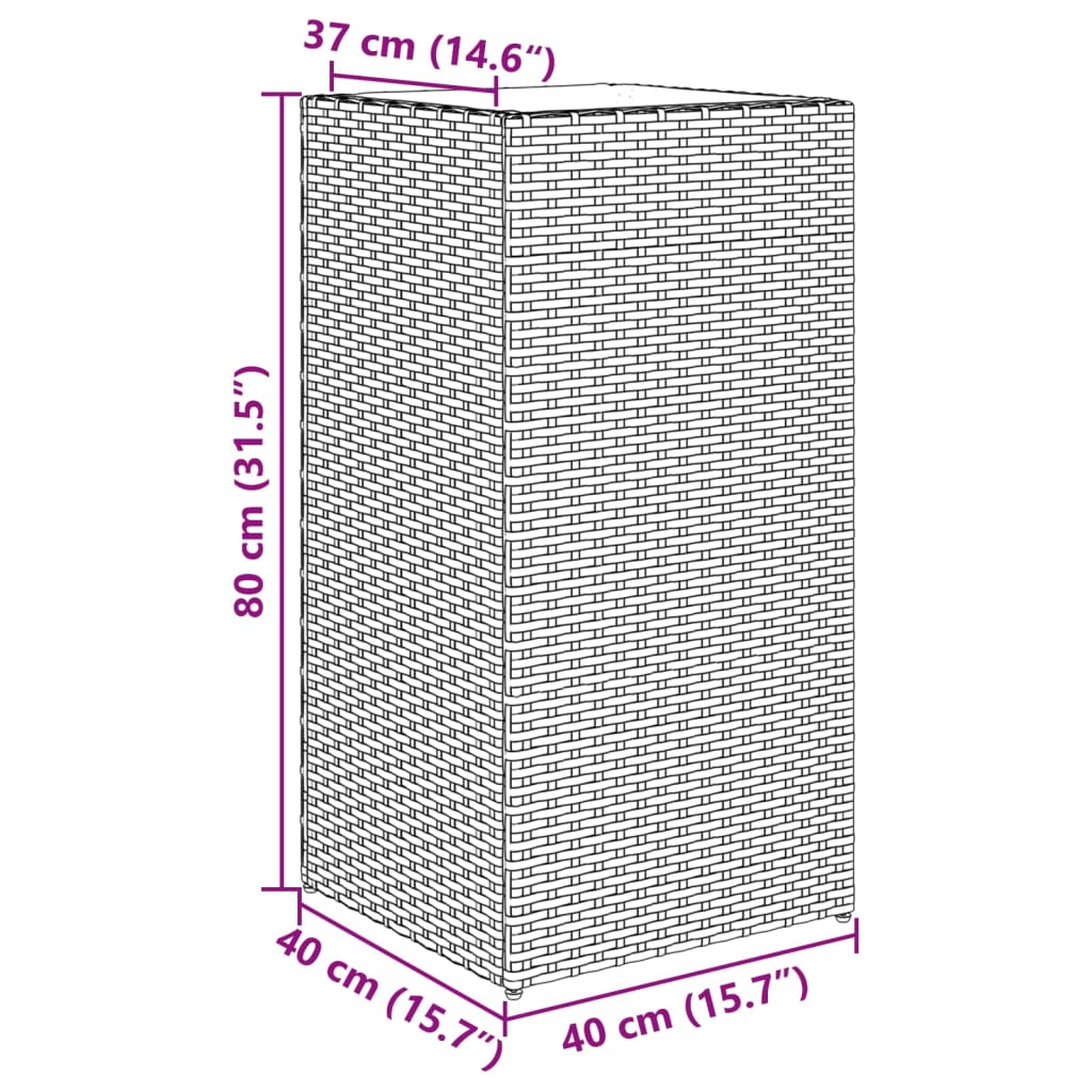vidaXL Pflanzkübel Braun 40x40x80 cm Poly Rattan