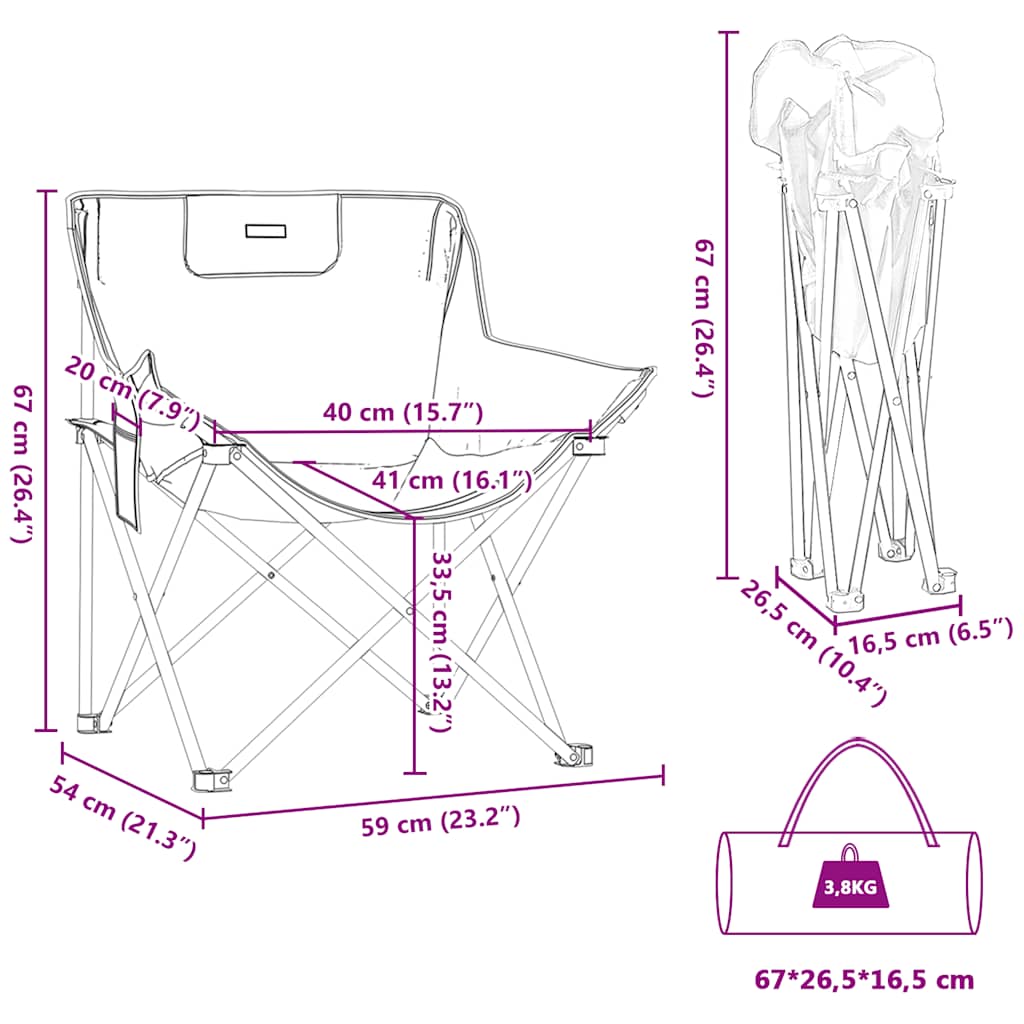 vidaXL Campingstühle 2 Stk. mit Tasche Klappbar Blau