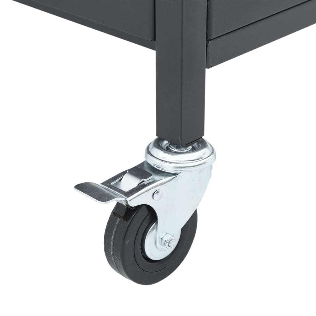 vidaXL Gasgrill mit 4 Flammen Schwarz Pulverbeschichteter Stahl