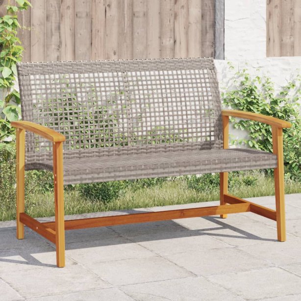 vidaXL Gartenstühle 2 Stk. Schwarz Poly Rattan und Akazienholz