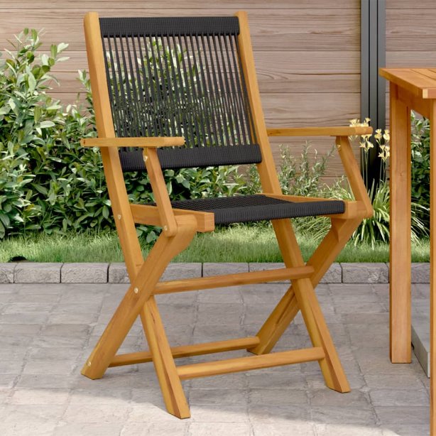 Gartenstühle 4 Stk. Klappbar Schwarz Massivholz Akazie