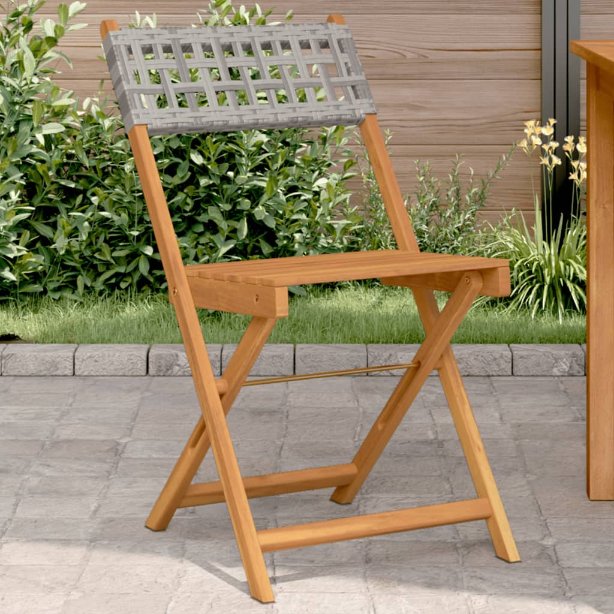 Gartenstühle 4 Stk. Klappbar Schwarz Poly Rattan & Massivholz