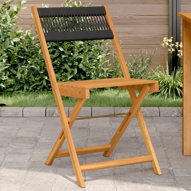 Gartenstühle 4 Stk. Klappbar Schwarz Massivholz Akazie